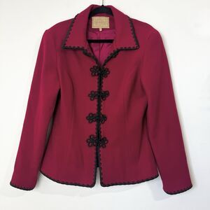 Double D Ranch Wear Red Wool Coat Black Toggle Buttons Women’s M